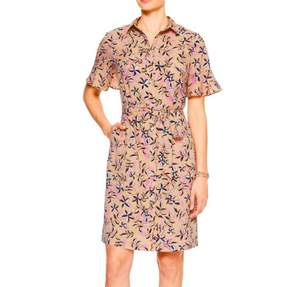 Banana Republic Dresses & Skirts - NWT Floral Print Ruffle Sleeve Shirt Mini Dress  4